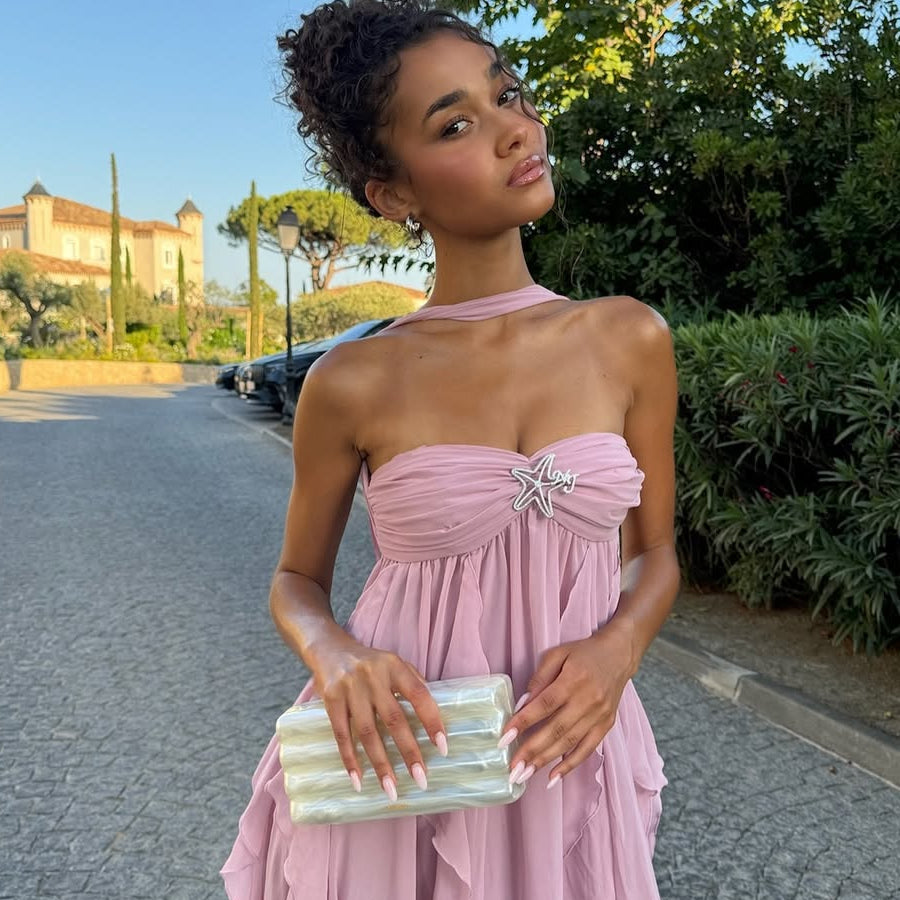 Harper Strapless Ruffled Maxi Dress