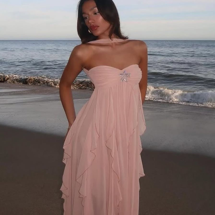 Harper Strapless Ruffled Maxi Dress