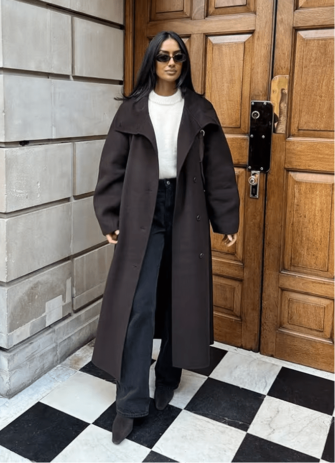 Meryl Stand Up Collar Belted Long Coat 2