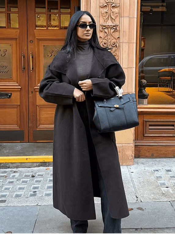 Meryl Stand Up Collar Belted Long Coat 3