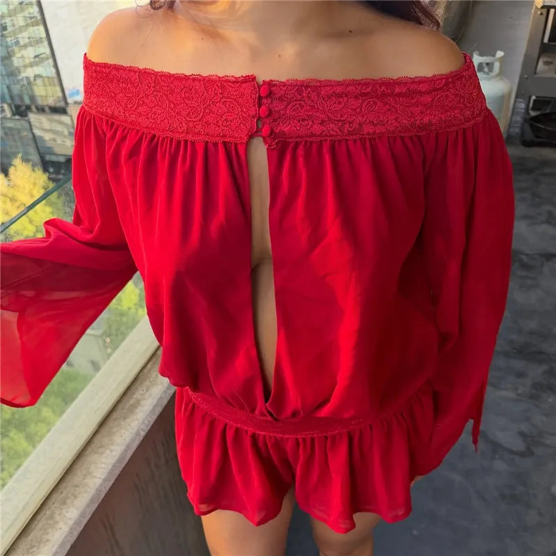 Bianca Off-Shoulder Chiffon Romper