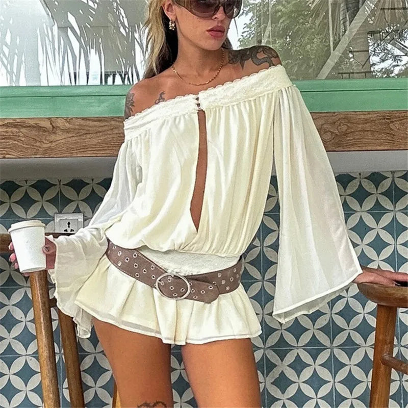 Bianca Off-Shoulder Chiffon Romper