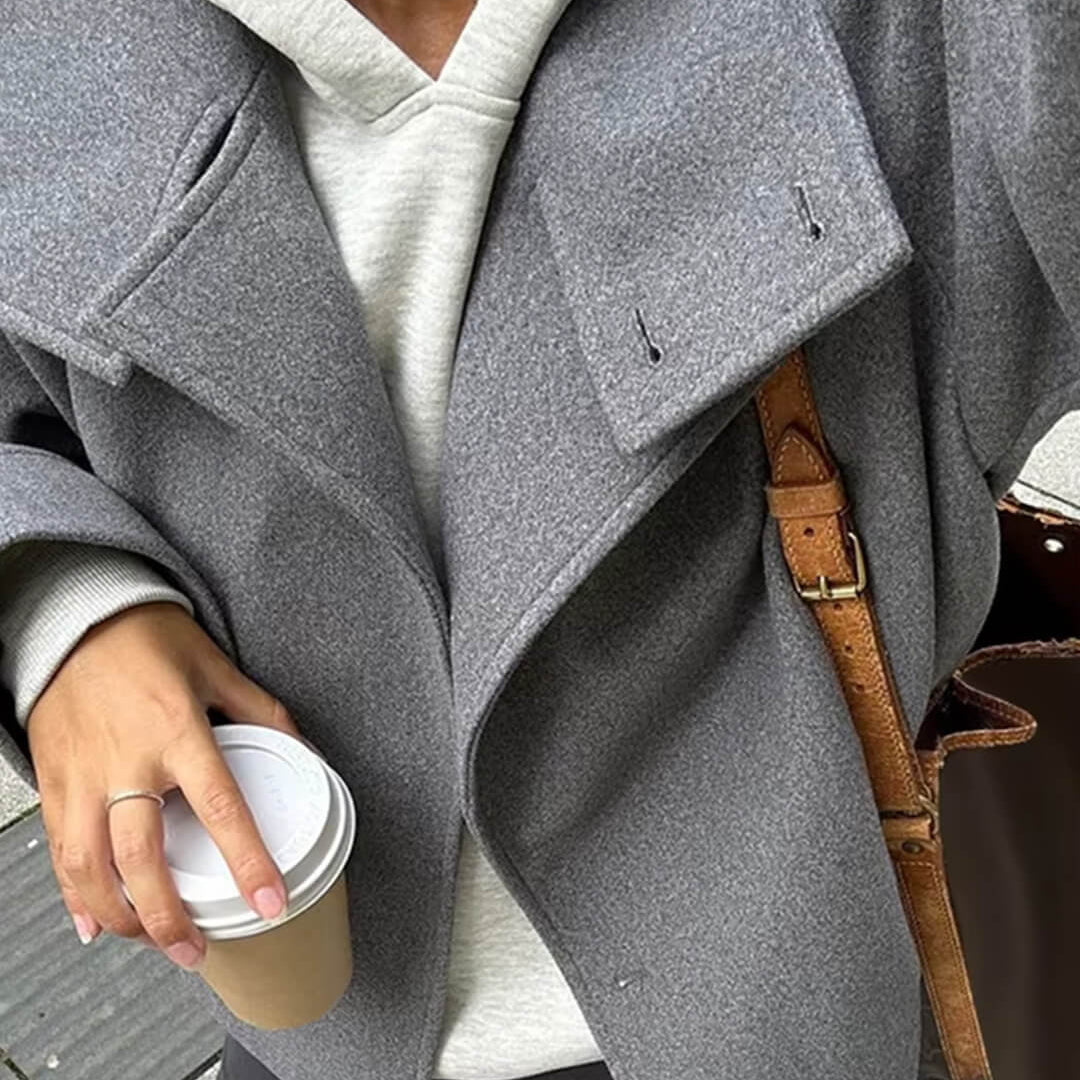 SEAME - Rosalia Elegant Lady Women's Jacket with Stand Collar for Autumn Style Grey S