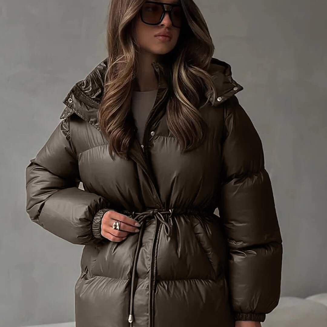 Lorie Drawstring Hooded Puffer Coat