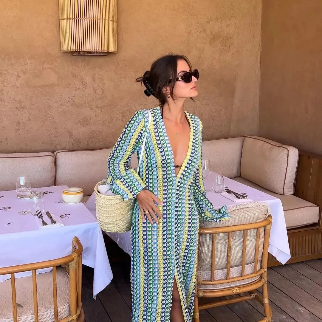 Beatrice Crochet Stripe Maxi Dress