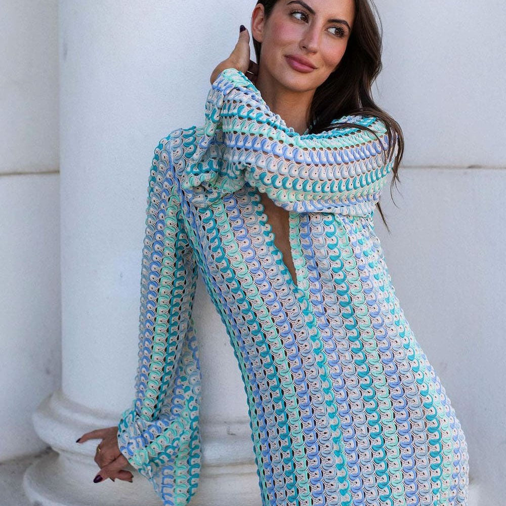 Beatrice Crochet Stripe Maxi Dress