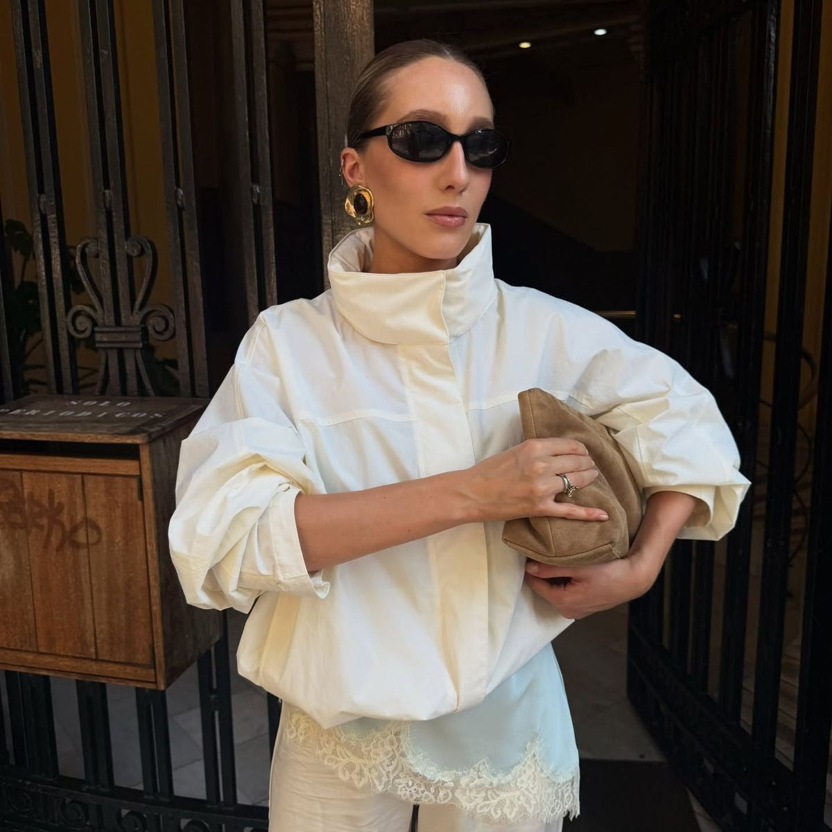Erica Tricot Funnel Neck Windbreaker