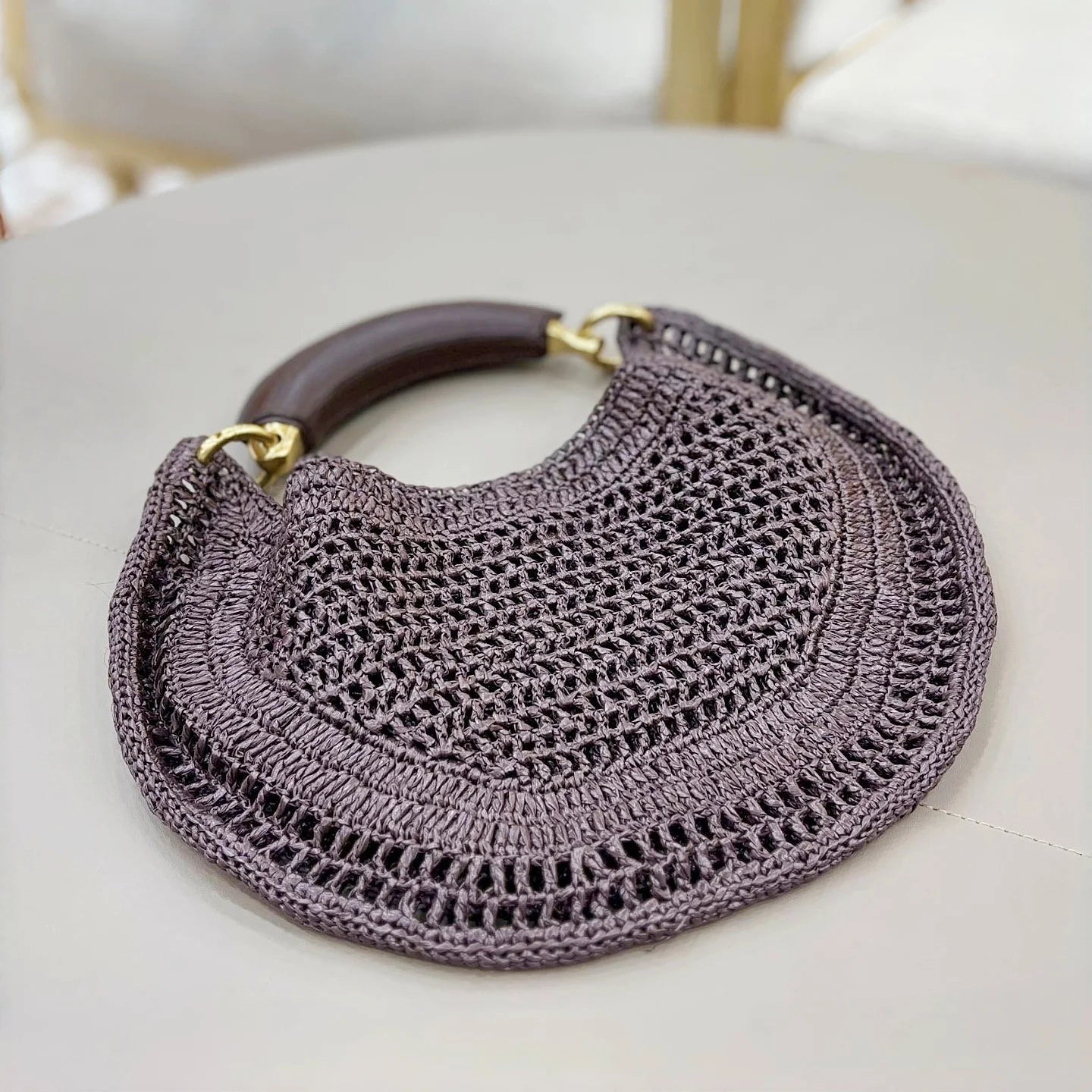 SOERA Bianca Crescent Woven Bag - Bag - Coffee