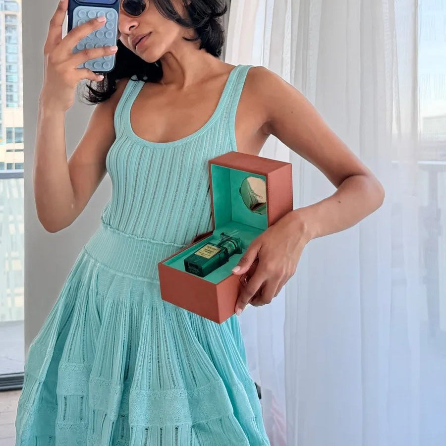 SOERA Alicia Knitted Sling Mini Dress - Dress - Teal S