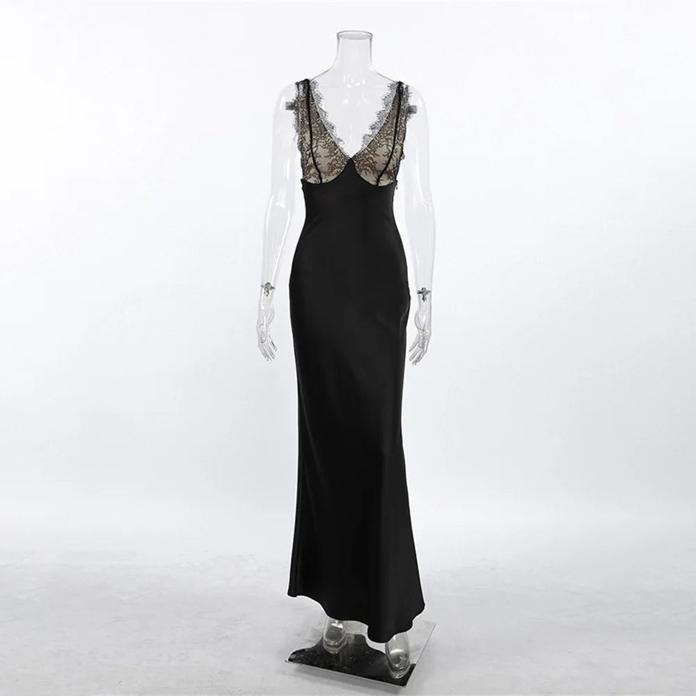 SOERA Ambre Lace V - Neck Patchwork Summer Dress - Dress - Black S