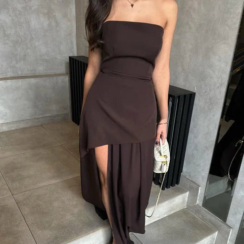 SOERA Astoria Strapless Bodice Maxi Dress - Dress - Brown S