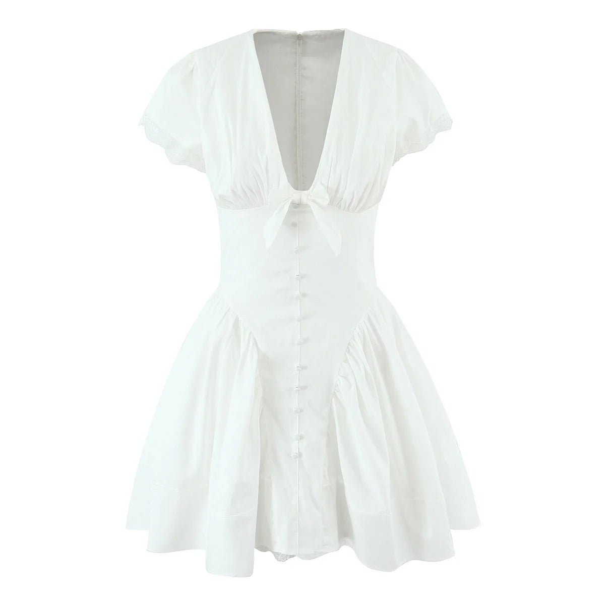 SOERA Beatrice Bow V - Neck Mini Dress - Dress - Pink S