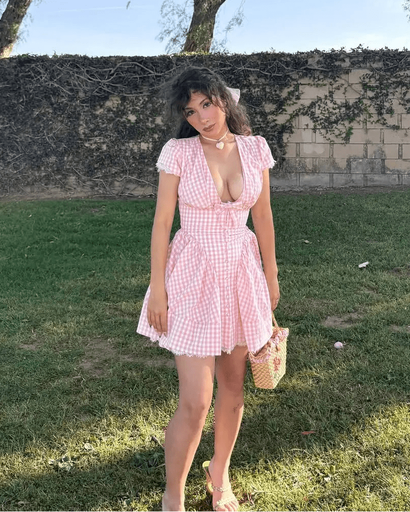 SOERA Beatrice Bow V - Neck Mini Dress - Dress - Pink XS