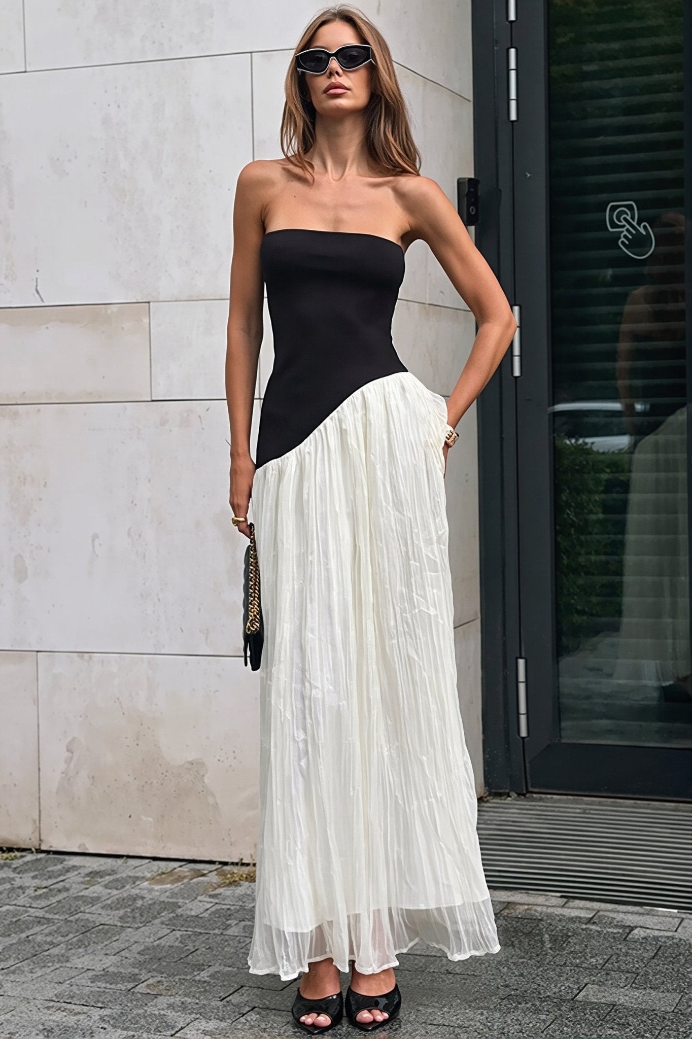 SOERA Beatrice Contrast Irregular Maxi Dress - Dress - SOERA-766211-BLA-M-43651 Black M