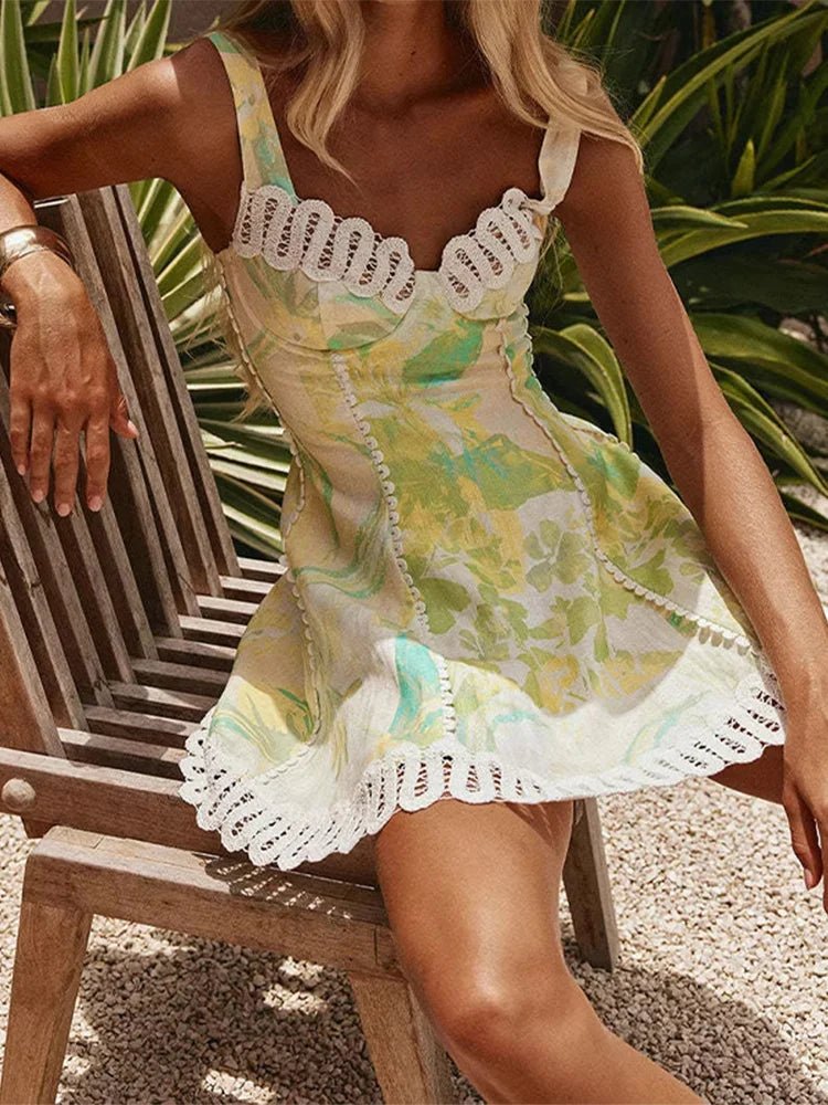 SOERA Beatrice Floral Linen Corset Mini Dress - Dress - S