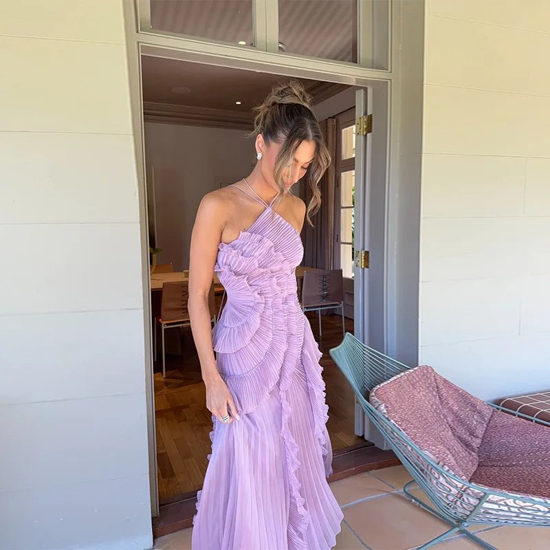 SOERA Beatrice Halter A - Line Evening Gown - Dress - Purple L