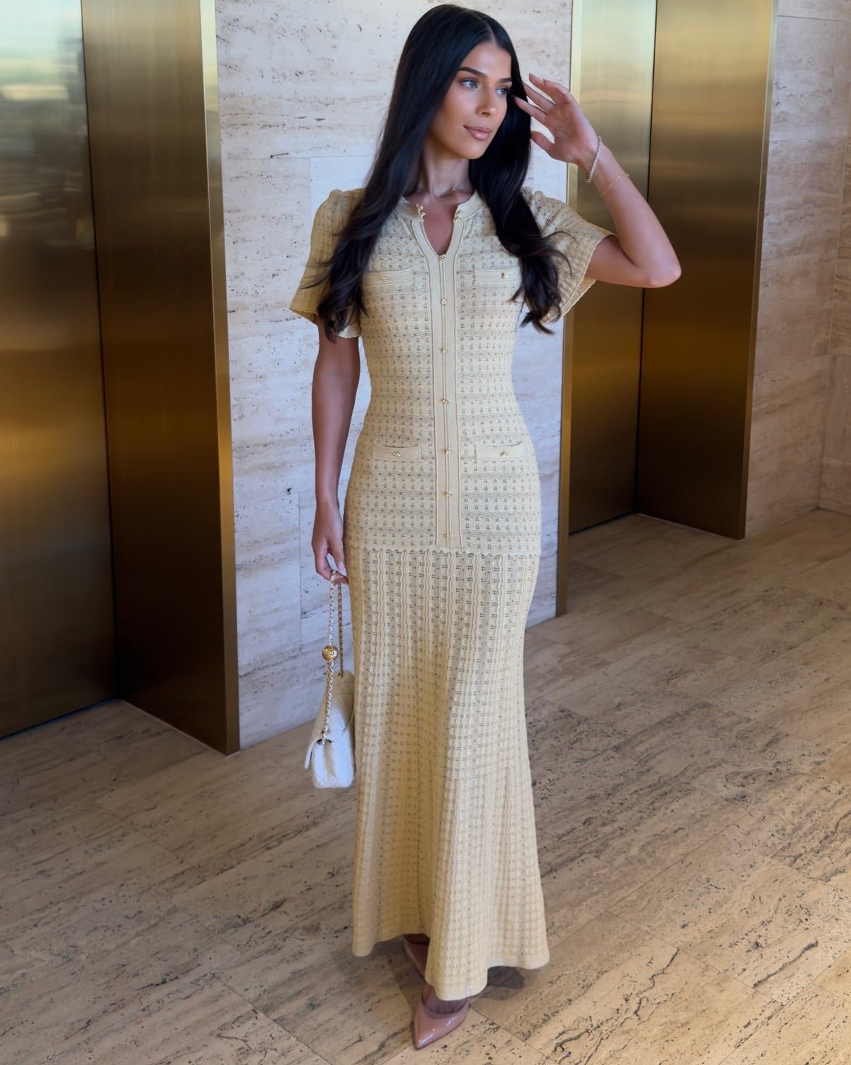 SOERA Beatrice Sequin Knit Maxi Dress - Dress - Yellow S