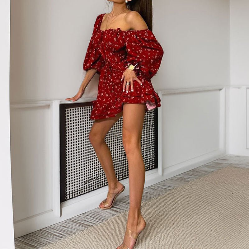 SOERA Bianca Off - Shoulder Ruffled Mini Dress - Dress - Red M