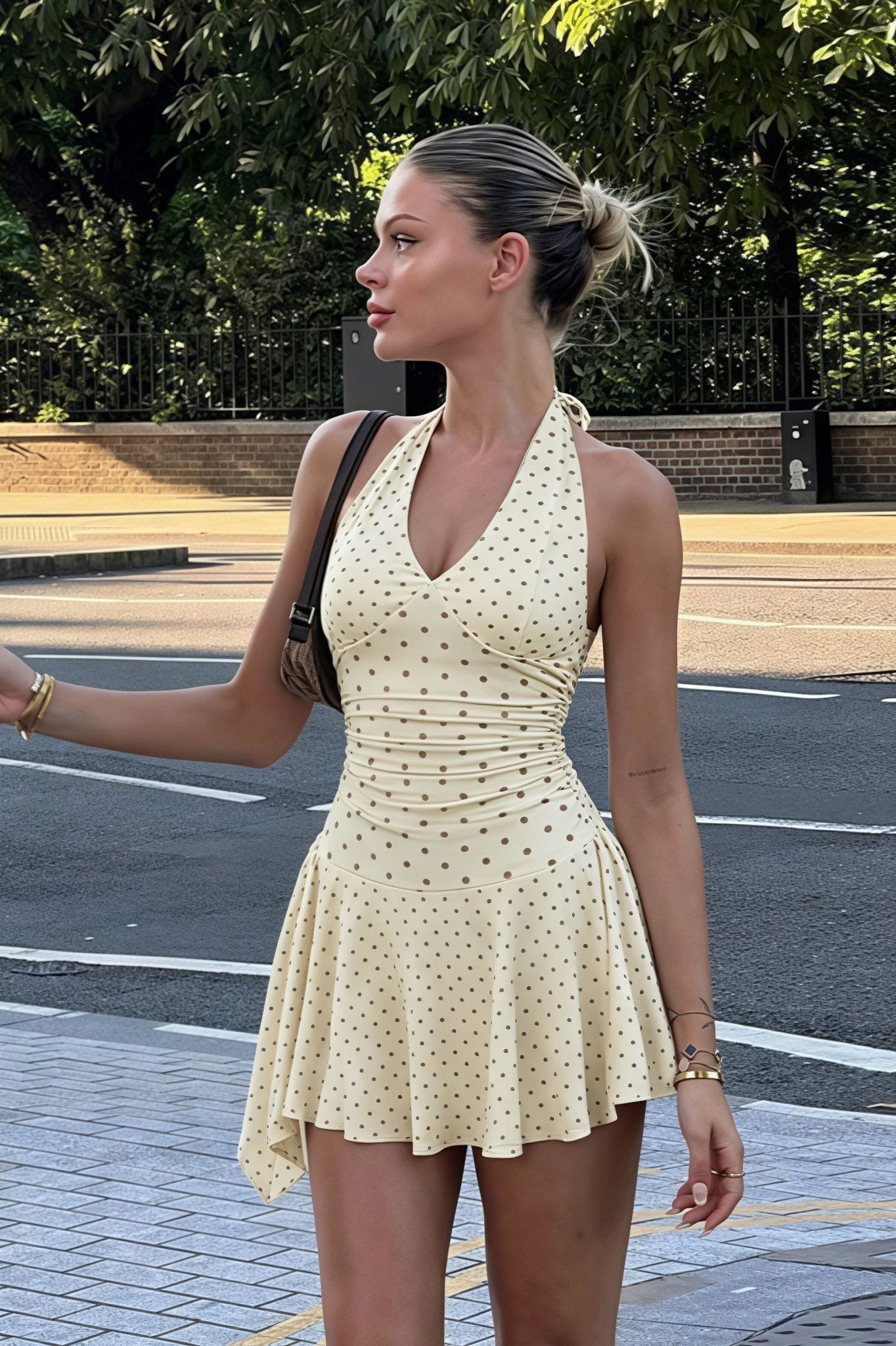SOERA Bianca Polka Dot Halter Mini Dress - Dress - S