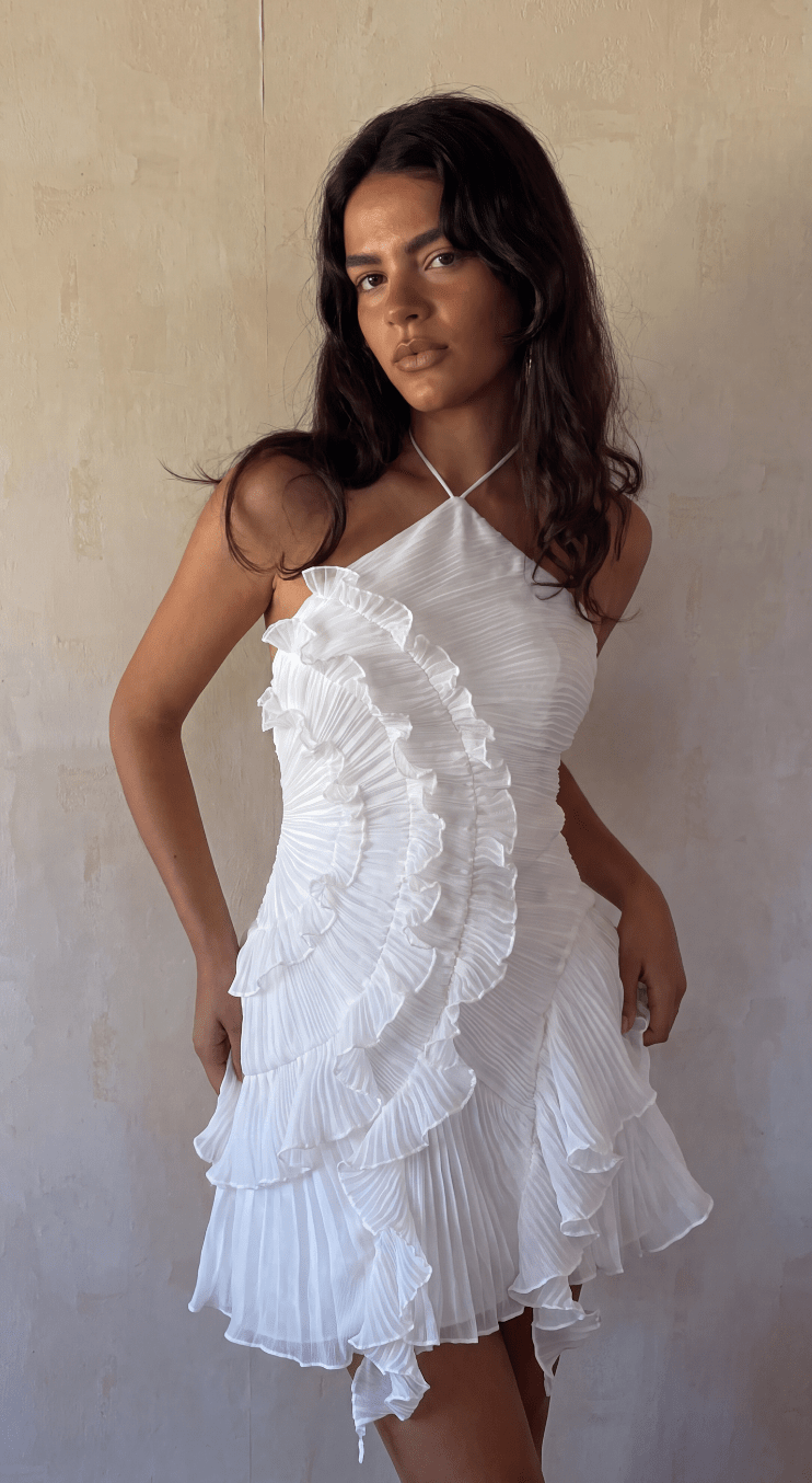 SOERA Bianca Ruffle Mini Dress - Dress - SOERA-090691-WHI-S-13667 White S