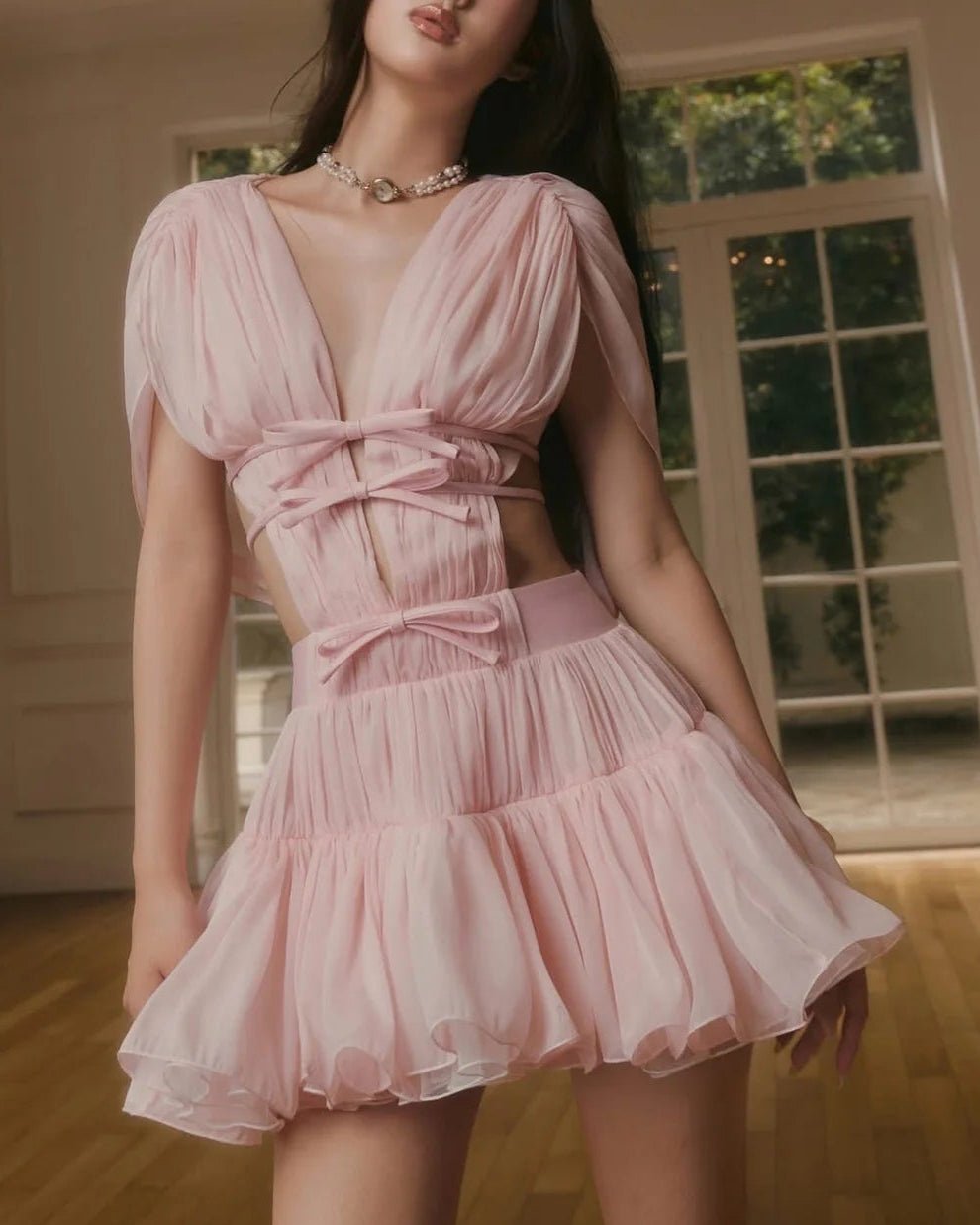 SOERA Bianca Ruffled V - Neck Cocktail Dress - Dress - XS