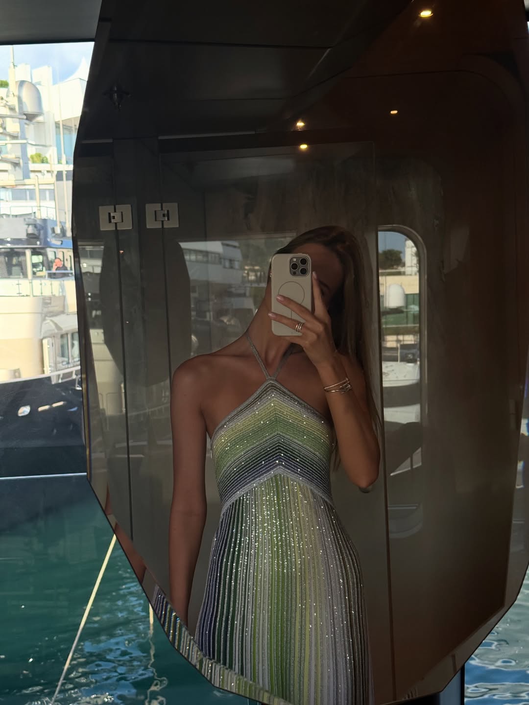SOERA Bianca Sequin Striped Halter Maxi Dress - Dress - XL