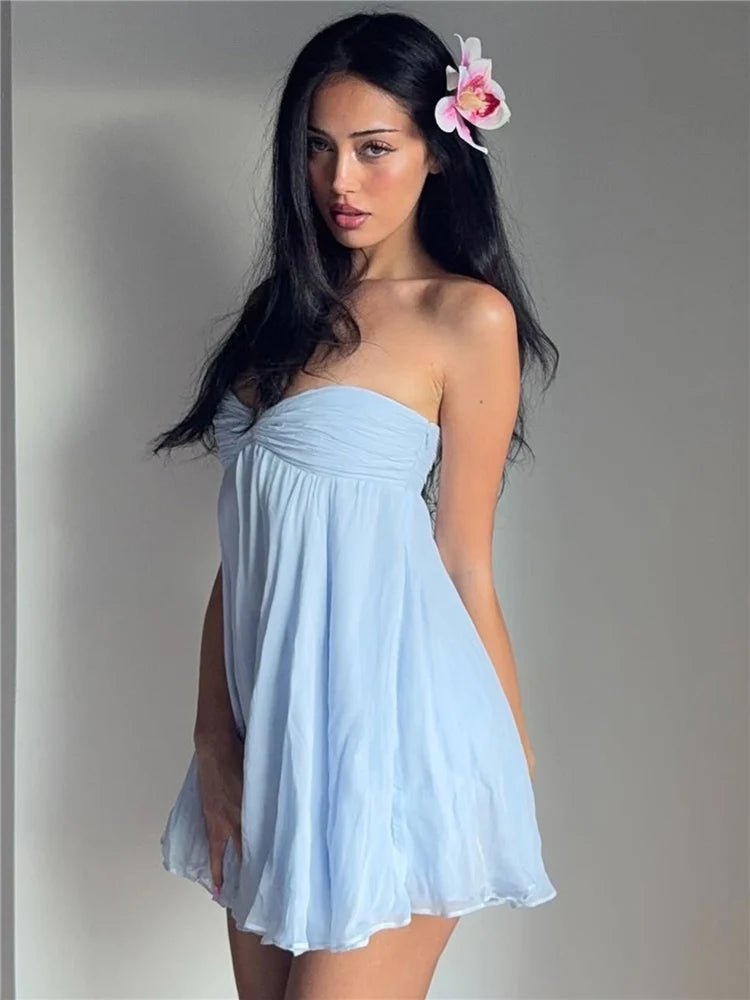 SOERA Bianca Strapless Bodycon Mini Dress - Dress - Blue S