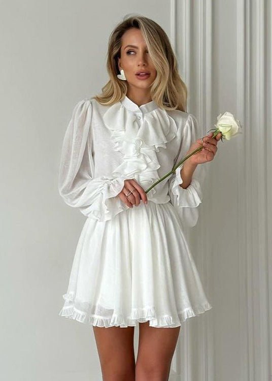 SOERA Brigitte Ruffled Mini Dress - Dress - White S