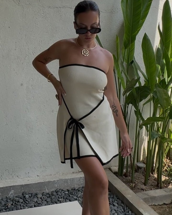 SOERA Celeste Backless Lace - Up Mini Dress - Dress - White L