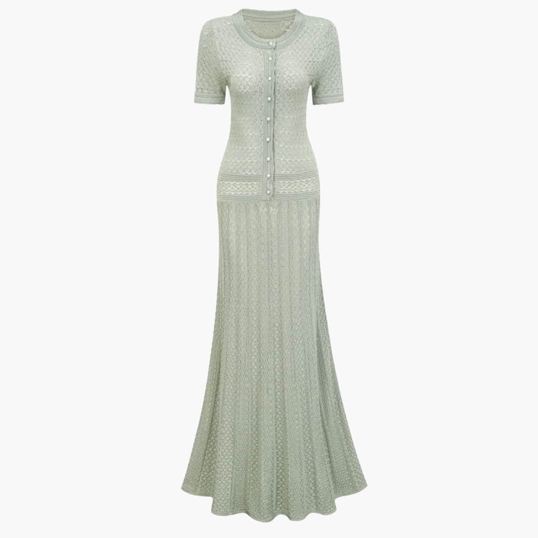 SOERA Celeste Half Button Knitted Midi Dress - Dress - Mint Green XS
