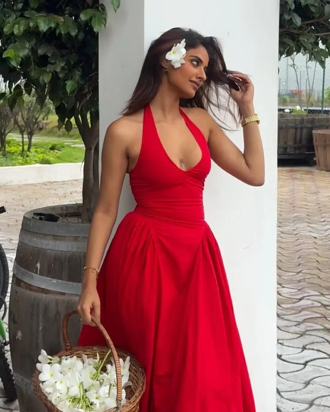 SOERA Celeste Halter Midi Dress - Dress - Red S