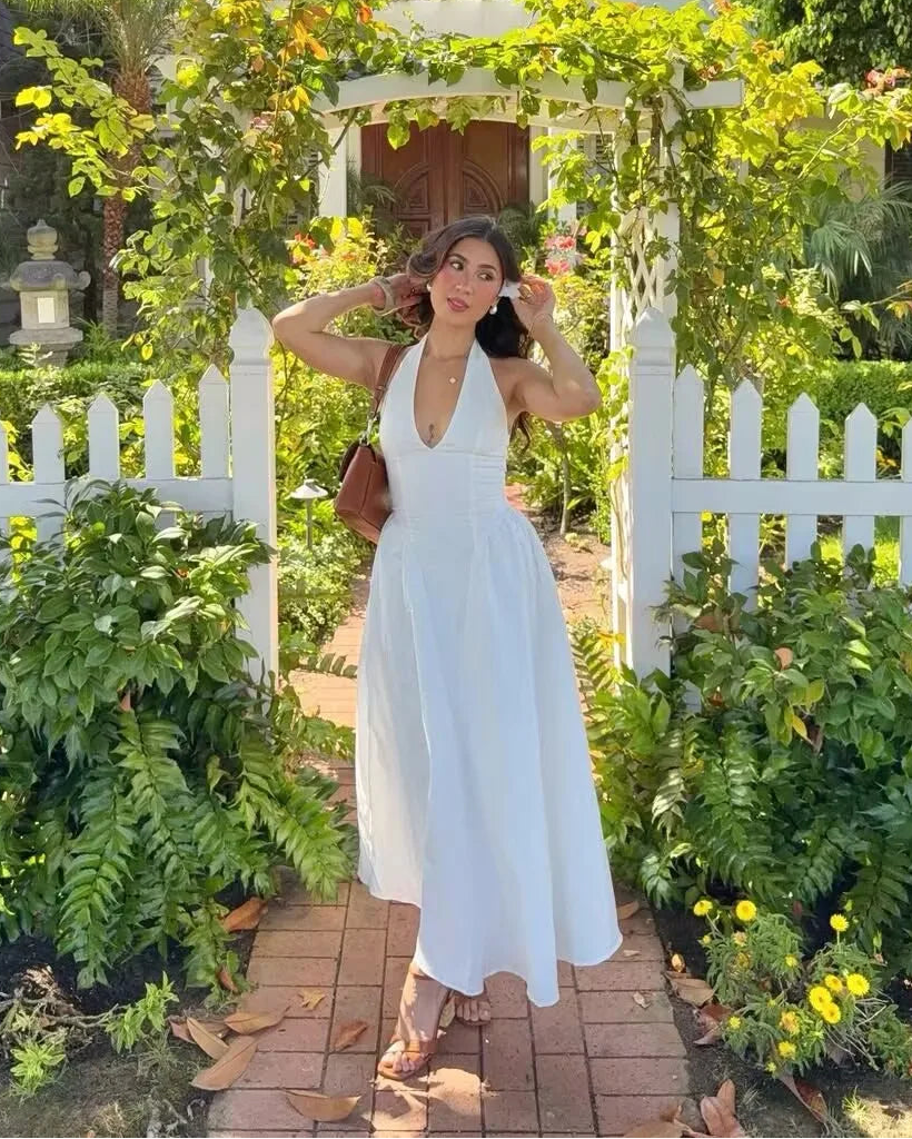 SOERA Celeste Halter Midi Dress - Dress - White M