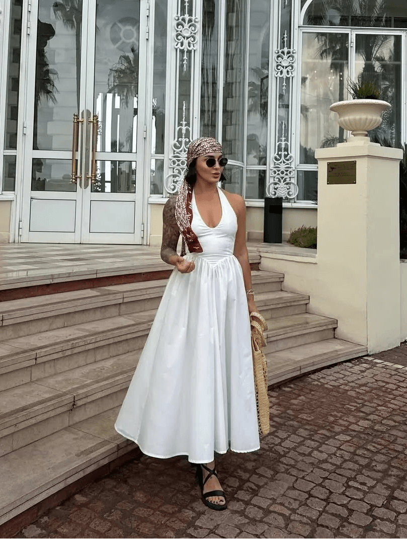 SOERA Celeste Halter Midi Dress - Dress - White S