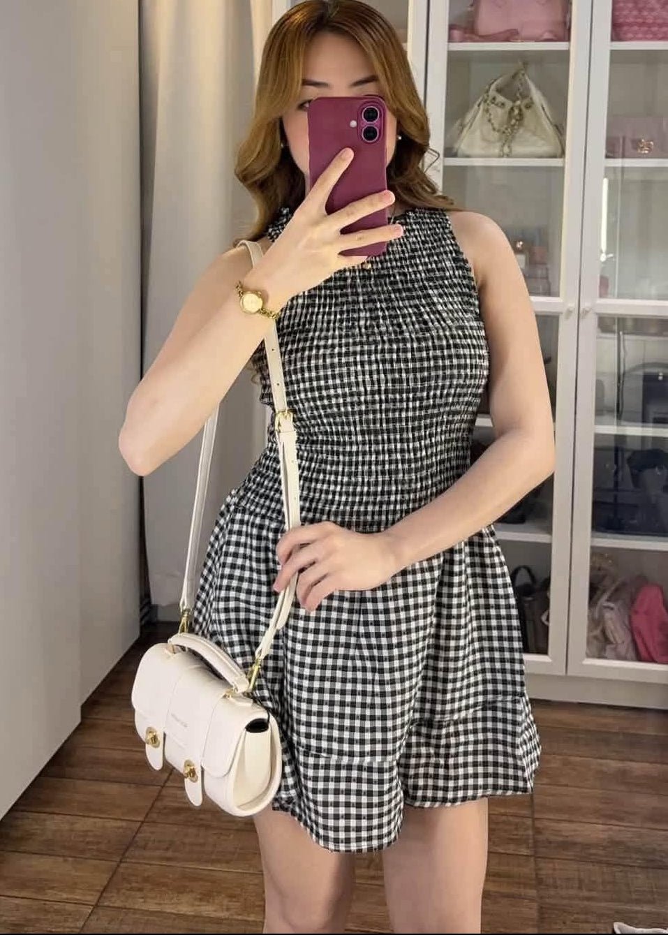 SOERA Hazel Plaid Smocked Mini Dress - Dress - SOERA-258883-BLA-L-55523 Black L