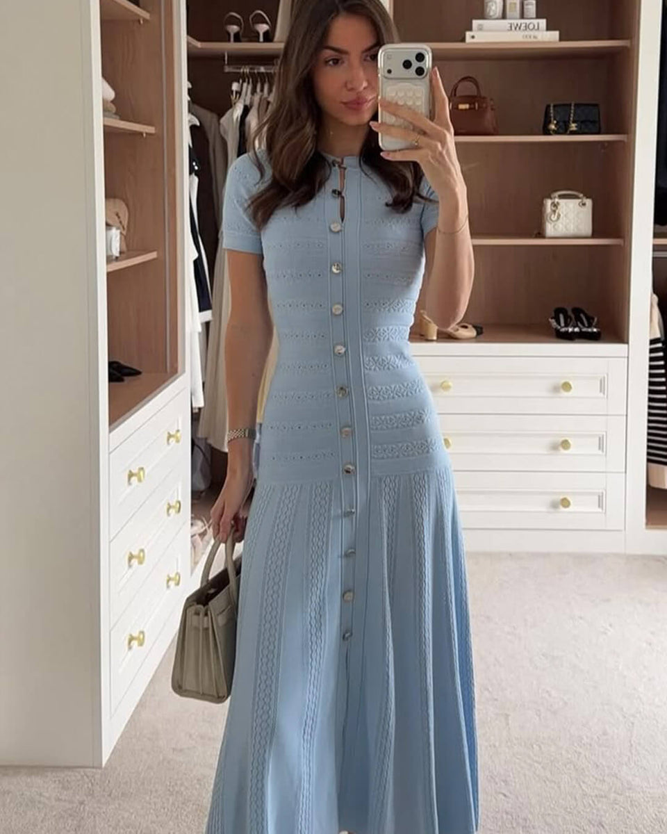 Celeste Ribbed Knit Midi Dress - Ribbed Knit Dress for Women - Fitted Midi Dress - Casual Knit Dress - Everyday Midi Dress