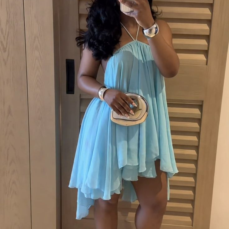 SOERA Sienna Backless Halter Mini Dress - Dress - SOERA-012227-DEF-OS-86248 Blue S