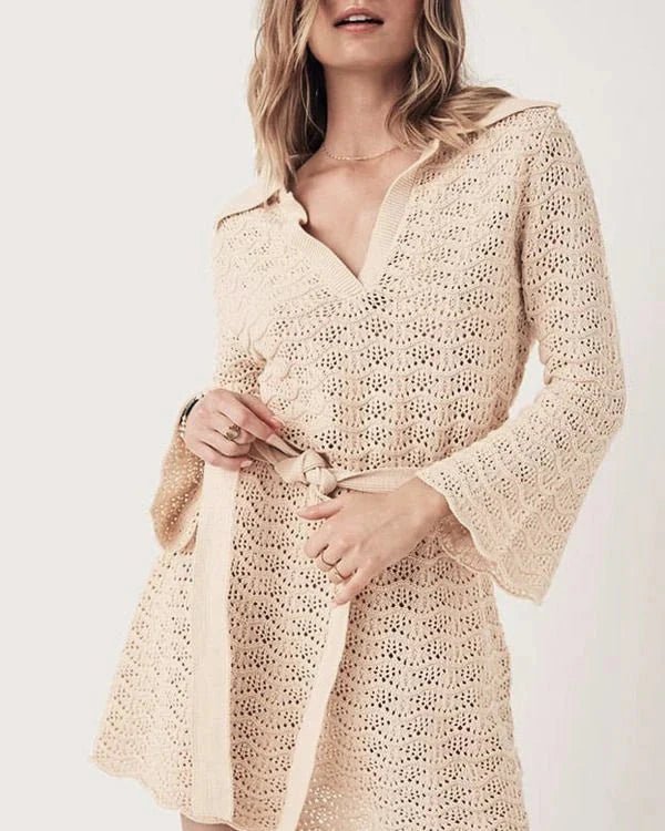 SOERA Sophia V-Neck Hollow Out Dress - Dress - XS
