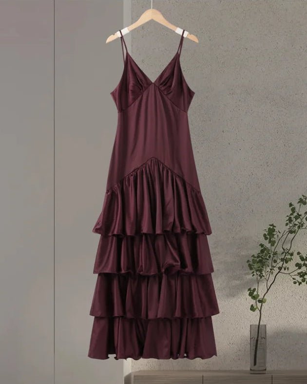 SOERA Venetia Ruffled Sling Evening Dress - Dress - Purple S