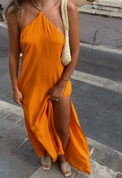 SOERA Veron Sequin Halter Maxi Dress - Dress - Orange S