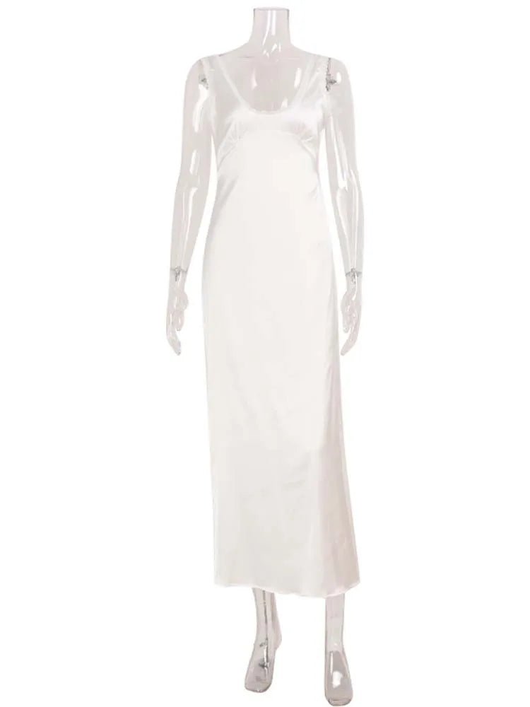 SOERA Angie Deep Neck Satin Midi Dress - Dresses - 1005009453324533-;JM1770650302928804518 L