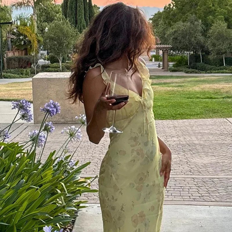 SOERA Ava Floral Plunge Maxi Dress - Dresses - Yellow XS
