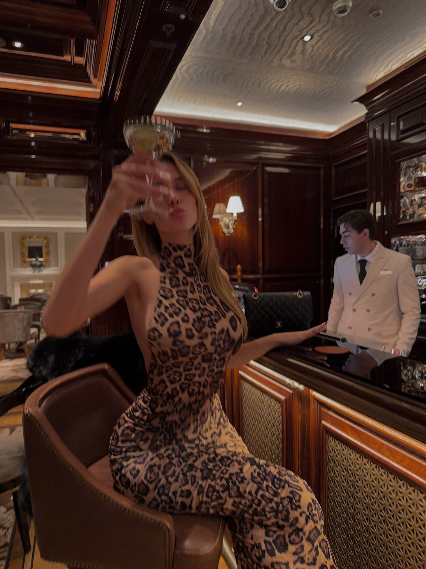 SOERA Genna High - Neck Backless Ruched Leopard Maxi Dress - Dresses - Leopard M