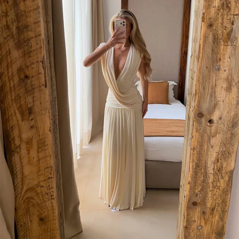 SOERA Isabella Draped V-Neck Maxi Dress - Dresses - XS