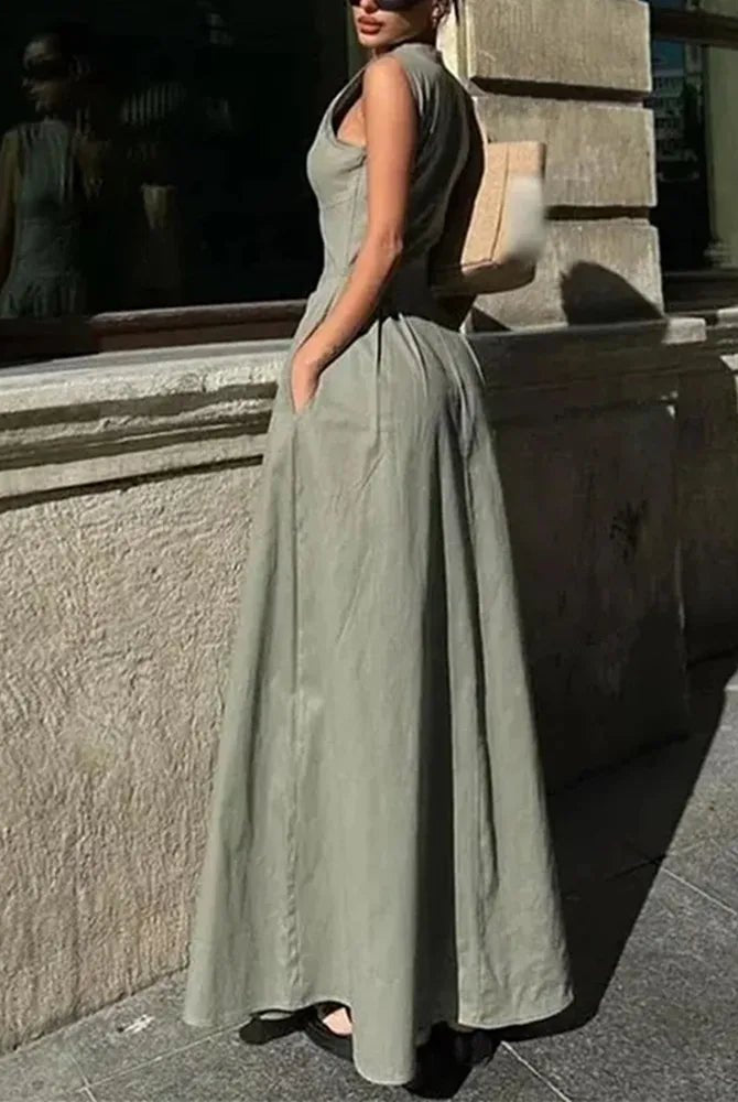 SOERA Jessica Sleeveless Midi Dress - Dresses - 1005007606639334-;Ni1772045931504526067 Army Green L