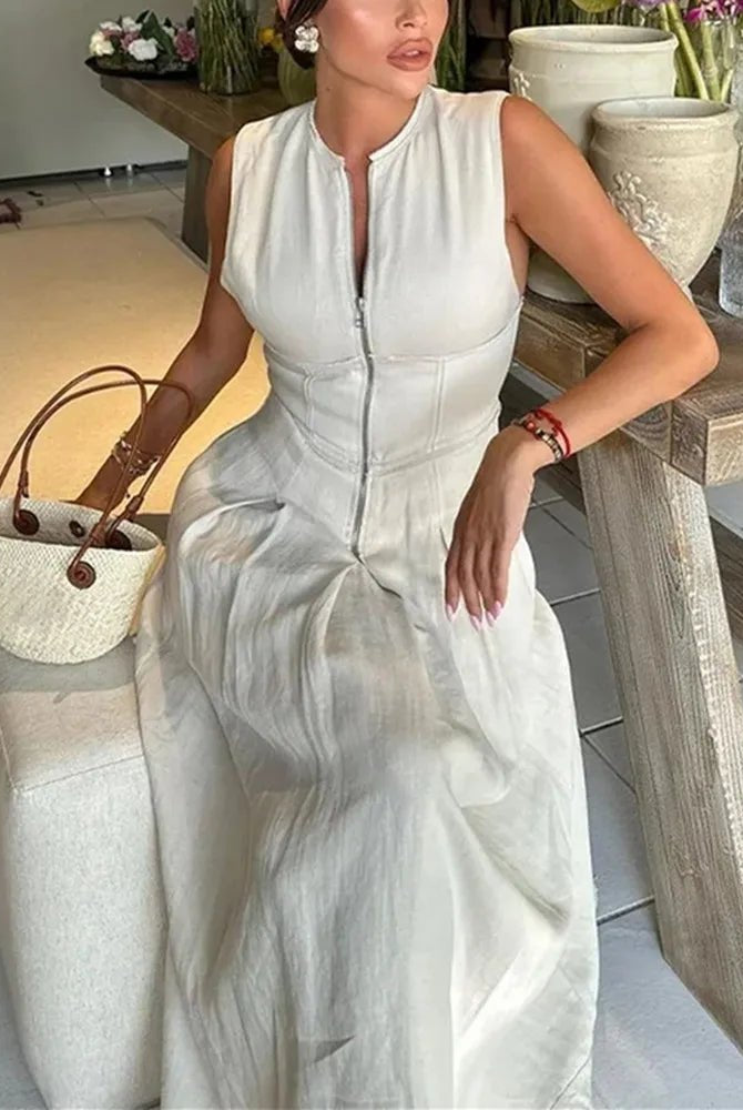 SOERA Jessica Sleeveless Midi Dress - Dresses - 1005007606639334-;xR1772045931504000937 Beige S