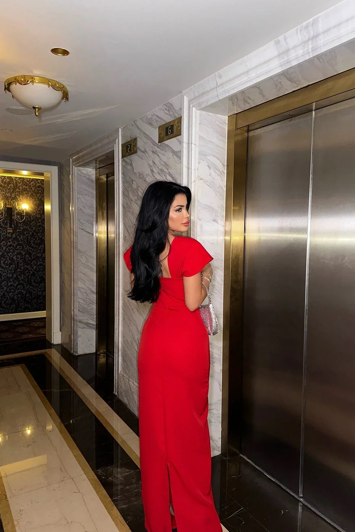 SOERA Kaila Square - Neck Bodycon Maxi Dress - Dresses - Red M