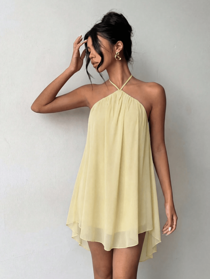 SOERA Kassidy Halter Mini Dress - Dresses - 1005009667653314-;Fi1771494649048846651 Yellow L
