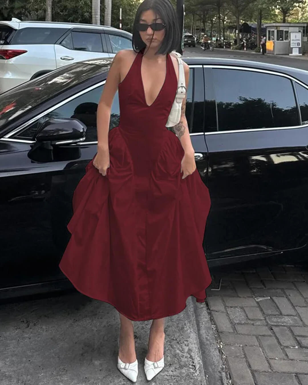 SOERA Kristy Deep Neck Maxi Dress - Dresses - 1005007292890333-;ic1771582051648793963 Claret S