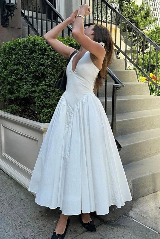 SOERA Kristy Deep Neck Maxi Dress - Dresses - 1005007292890333-;On1771582051646323096 White M