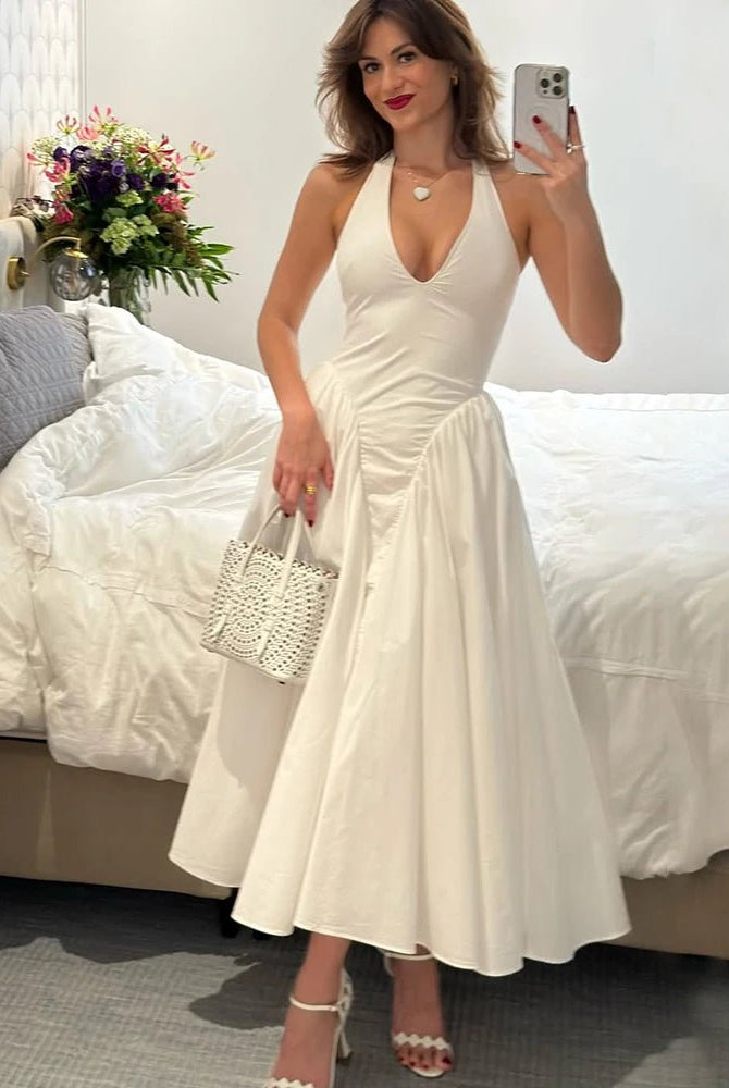 SOERA Kristy Deep Neck Maxi Dress - Dresses - 1005007292890333-;zZ1771582051646405346 White S